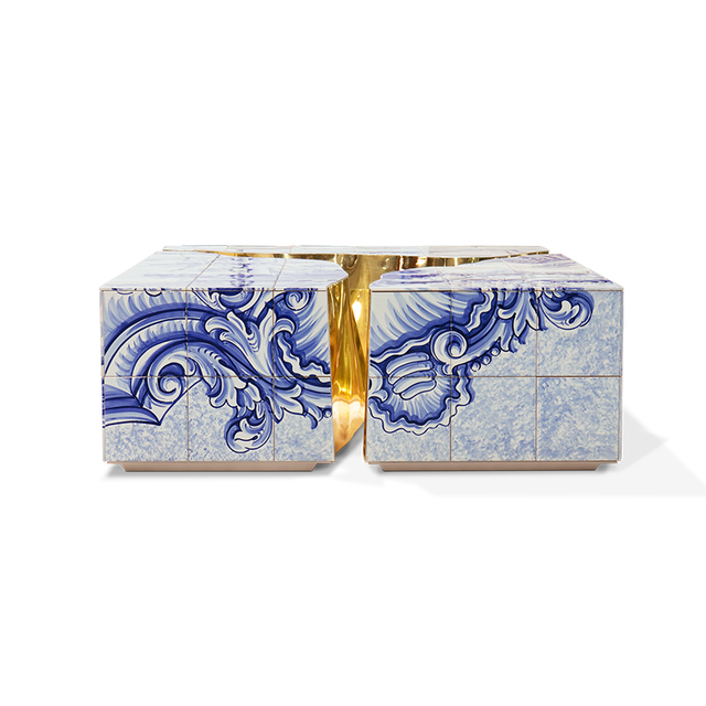 Mesa de centro pintada a mano mesa de centro rectangular con estructura de acero inoxidable dorado